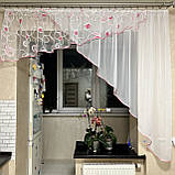 Асиметрична тюль. Тюль на один бік. Тюль на кухню на одну сторону. Коротка тюль, фото 2