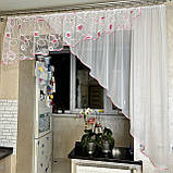 Асиметрична тюль. Тюль на один бік. Тюль на кухню на одну сторону. Коротка тюль, фото 5