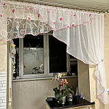 Асиметрична тюль. Тюль на один бік. Тюль на кухню на одну сторону. Коротка тюль, фото 9