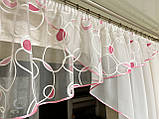 Асиметрична тюль. Тюль на один бік. Тюль на кухню на одну сторону. Коротка тюль, фото 4