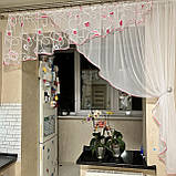 Асиметрична тюль. Тюль на один бік. Тюль на кухню на одну сторону. Коротка тюль, фото 6