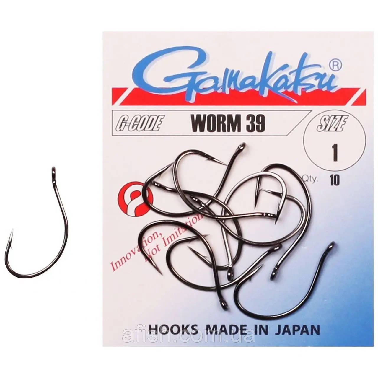 Гачок Gamakatsu Worm 39 Black No1 10 шт.