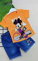 Детский летний комплект шорты и футболка с Минни на девочку 1, 2, 4 года