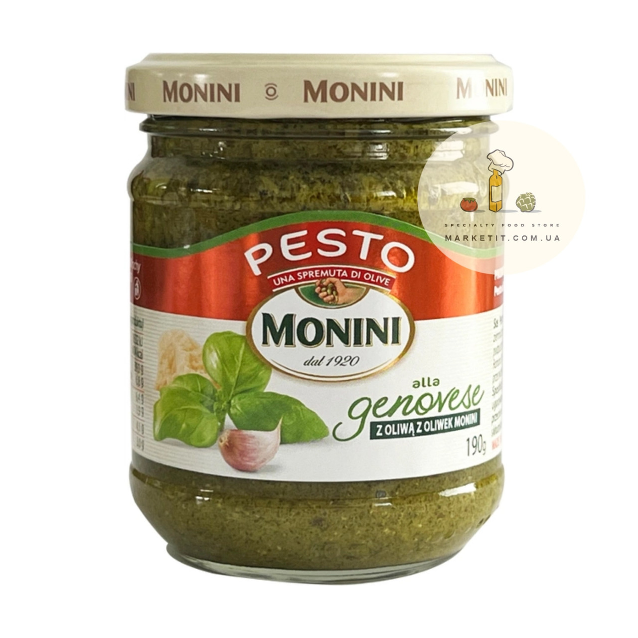 Соус песто Monini Pesto Genovese, з базиліком і чесником 190 г.