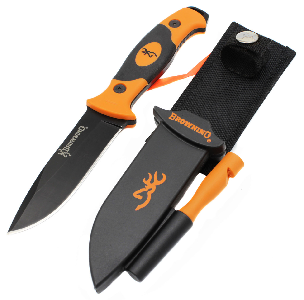 Тактичний мисливський ніж Browning A974 із Чохлом 21.5см Black-Orange (7_00360)