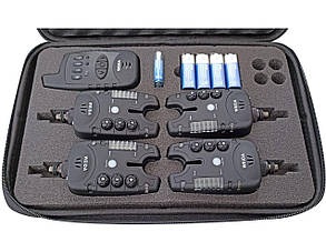 Набір сигналізаторів клювання 4+1 Weida FA211-4 Антизлодій - Набір коропових сигналізаторів клювання 4+1