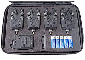 Набір сигналізаторів клювання 4+1 Weida FA221-4 Антизлодій 6 кольорів - набір коропових сигналізаторів 4+1