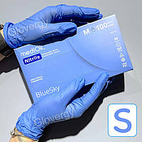 Рукавички нітрилові блакитного кольору Mediok Blue Sky розмір S, 100 шт