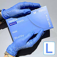 Перчатки нитриловые Mediok Blue Sky размер L голубые 100 шт