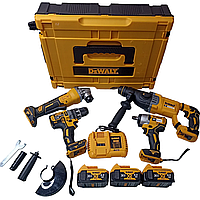 Набор электро инструментов DeWalt 4в1 Шуруповерт+Болгарка+Перфоратор+Гайковерт с 6 АКБ 36V/6.0Ah