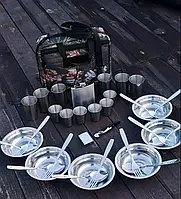 Туристический набор посуды в сумке 6 персон Кемпинговый набор (Сумка набор для пикника)