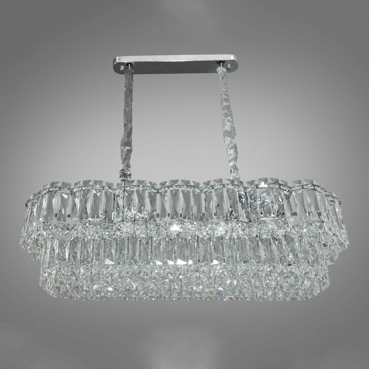 Сучасна кришталева люстра на 10 ламп Е14 колір каркасу хром D-421-800x300CH, фото 1