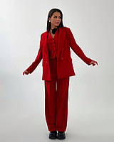 RAY Женский костюм тройка пиджак с длинным рукавом и карманами жилет на пуговицах и свободные брюки 42-44