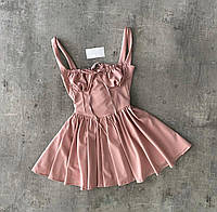RAY Женское платье мини на широких бретелях со спиной на резинке и плиссированной свободной юбкой 42-44 46-48