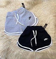 RAY Трендовые женские шорты мини Nike свободного кроя на высокой посадке и резинке со шнурком черные 42-44