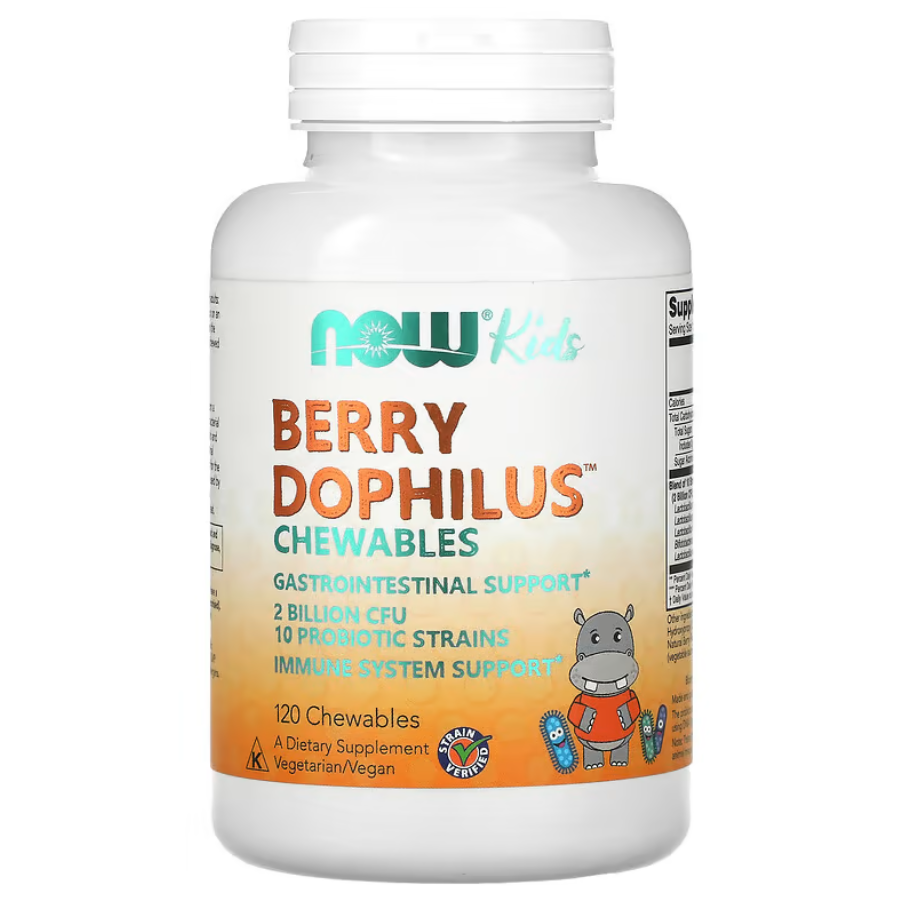 Пробіотики Berry Dophilus Kids Now Foods 120 жувальних таблеток, фото 1