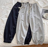 IZI Идеальные женские штаны джогеры свободного кроя на талии и снизу на резинке со шнурком серые 42-44 44-46