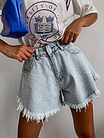 Літні жіночі джинсові шорти з бахромою (блакитні, білі) 34, 36, 38, 40 розміри