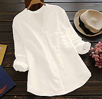 Повседневная женская льняная рубашка (белая, малиновая, голубая, трава, пудра) 42-44, 46-48, 50-52
