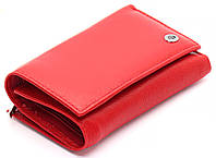 Красный компактный женский кошелек с наружной монетницей ST Leather ST021