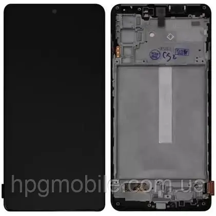 Дисплей для Samsung SM M526/M52 2021 OLED модуль (екран та сенсор) з рамкою (оригінальний розмір матриці) Чорний, фото 1