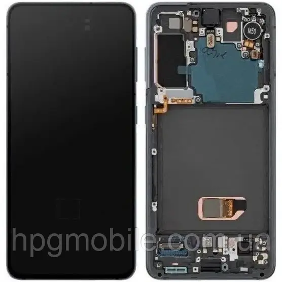 Дисплей для Samsung SM G991/S21 OLED модуль (екран та сенсор) з рамкою (оригінальний розмір матриці) Сірий, фото 1