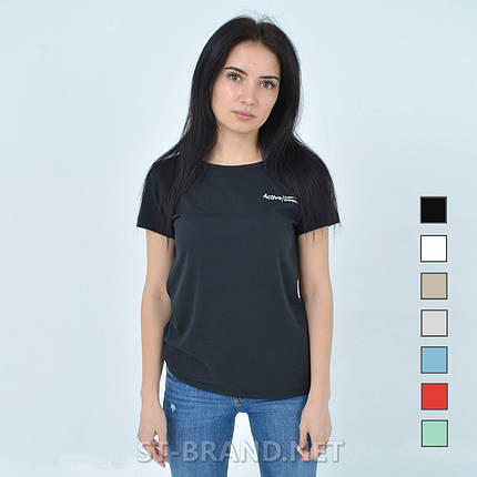 44,46,48,50,52,54. Жіноча однотонна футболка з бавовняного матеріалу - чорна, фото 1