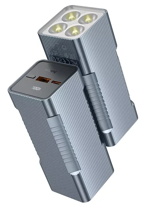 Зовнішній акумулятор Повербанк Ліхтарик power bank HOCO Flashlight fully compatible power bank Q15 10000mAh | 1USB/Type-C | Сірий