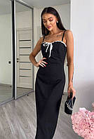 Платье женское миди приталенное легкое Летнее черное женское платье Женское нежное платье на бретельках MiR&VR