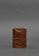 Женский кожаный кард-кейс 7.0 светло-коричневый с перьями BlankNote NX, код: 8104570