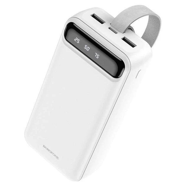 Портативний зарядний пристрій УМБ повербанк 30000mAh Power Bank BOROFONE BJ14B із ліхтарем 2USB | Білий
