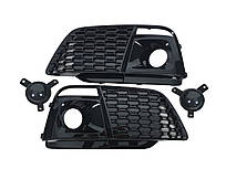 Решітки в бампер Full Black ( SQ5 під дистронік ) S-Line на Audi Q5 80A 2016-2020 року