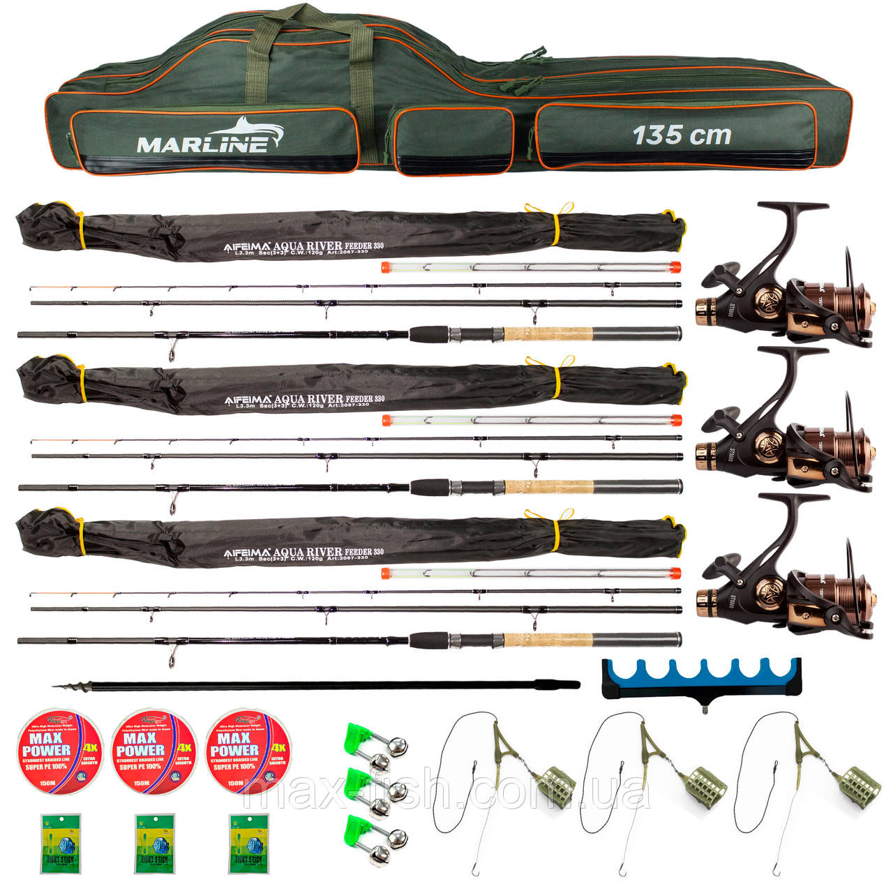 Комплект вудилище фідерний Feima Aqua Feeder 3.0м 80-120г котушка Котушка ST 5000 Шнур 150м