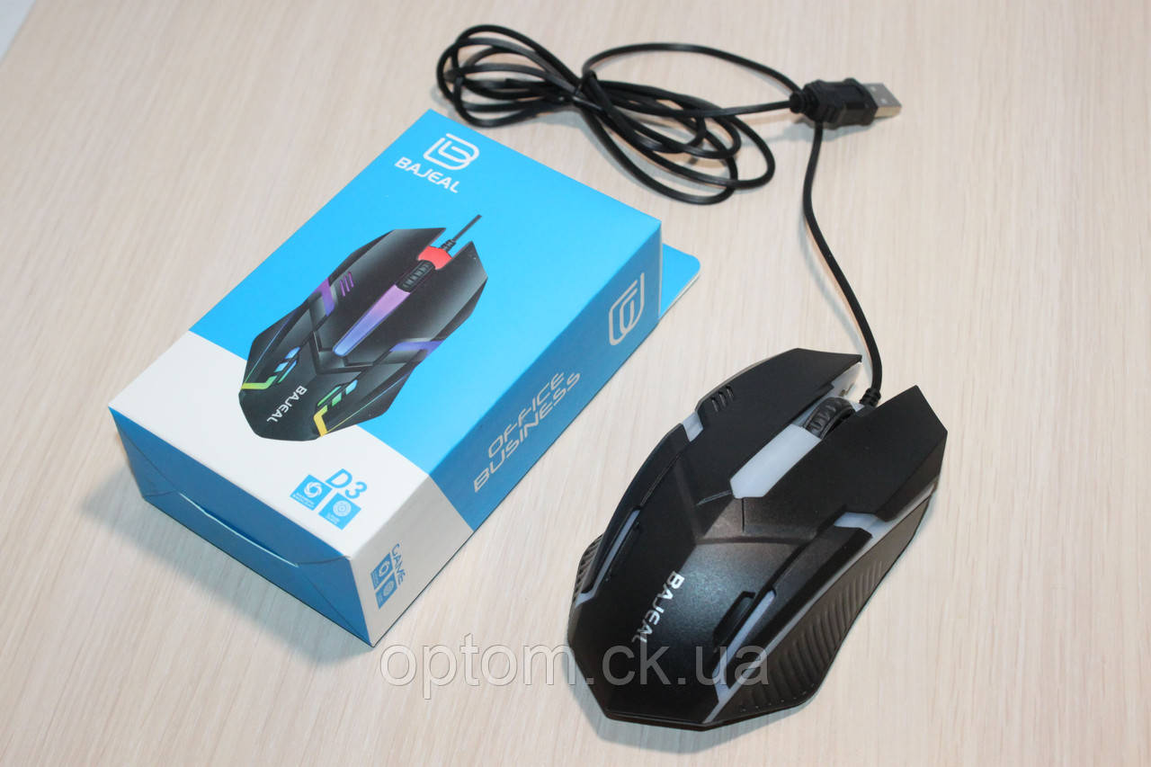 Мишка BAJEAL D3 LED USB Black, фото 1