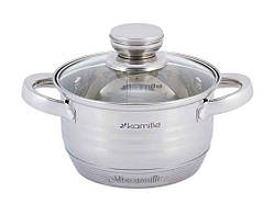 Каструля 2.0л з нерж. Сталі з кришкою 4911 ТМ KAMILLE Solmir