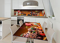 Наклейка 3Д виниловая на стол Zatarga «Чураско бар» 650х1200 мм для домов, квартир, столов, к PP, код: 6509340