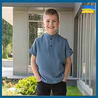 Рубашка школьная светлая для мальчика, Крутые детские рубашки на каждый день, Детская рубашка из тонкой ткани