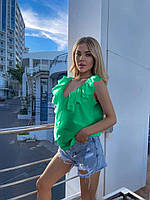 Яркие летние блузочки с воланом тренд сезонаFN- 22665 р: 42- 46 , 48-52