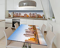 Наклейка 3Д виниловая на стол Zatarga «Город на рассвете» 600х1200 мм для домов, квартир, сто SC, код: 6440820
