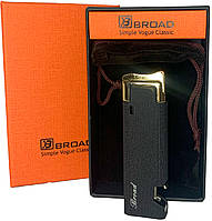 Газовая ветрозащитная зажигалка с открывалкой в подарочной коробке BROAD HL-544-Black matte