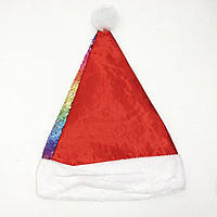 Шапка Деда Мороза новогодняя. WD-828 Разноцветный градиент