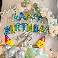 Фотозона из шаров Party Smile Happy Birthday ( 56 шаров) | Для мальчика