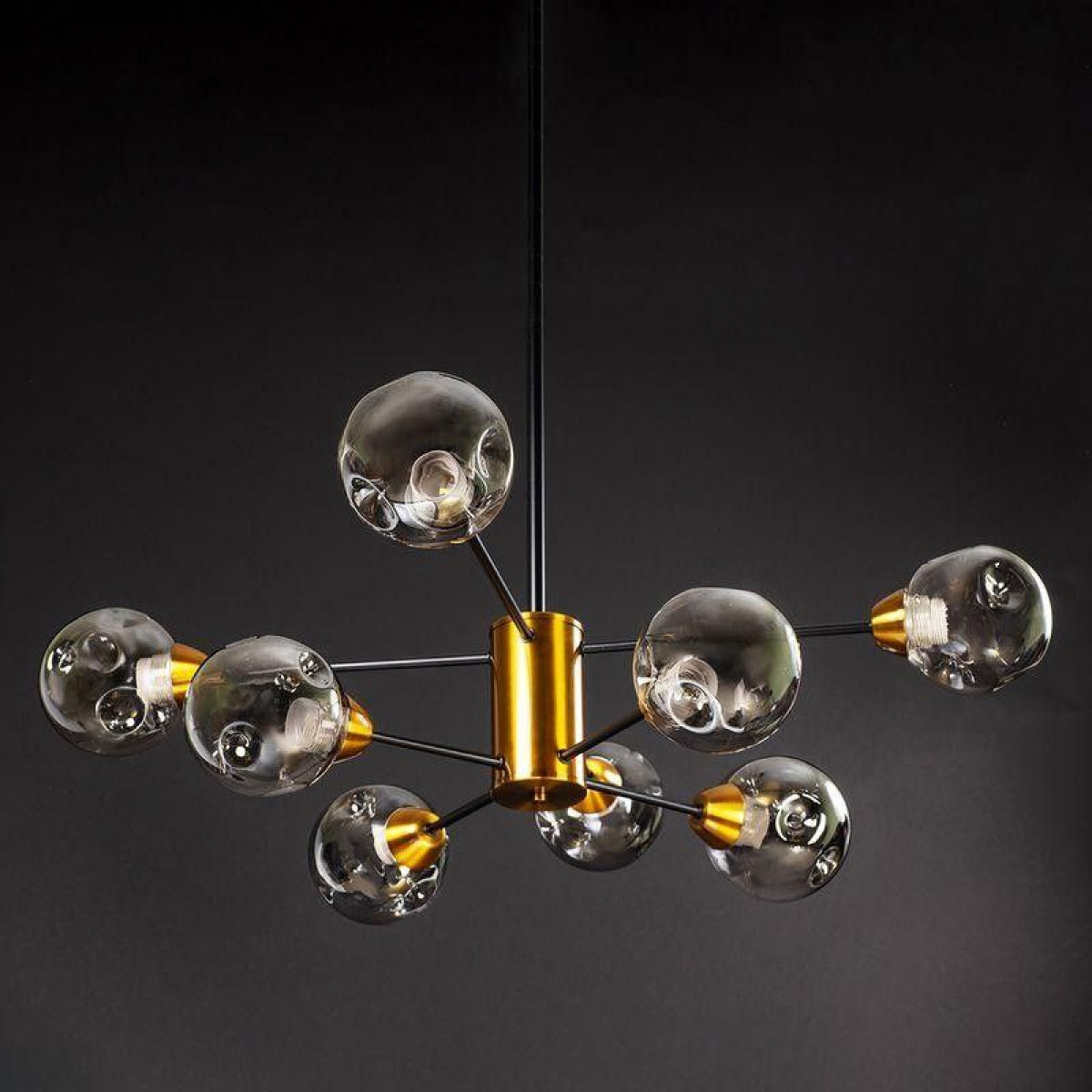 Стельова люстра лофт на вісім темних плафонів 920*920*500