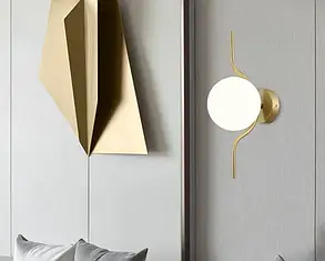 Світильник настінний бра з білою кулею 150*290*190 E14, фото 3