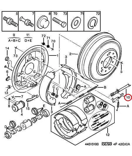 Розпірна планка задніх колодок права R15 Fiat Ducato 230, Peugeot Boxer, Citroen Jumper (1994-2002), 9945889, WP, Польща