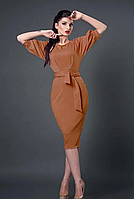 Женское деловое платье-футляр длины миди а с поясом по талии размер 44,46,48,50
