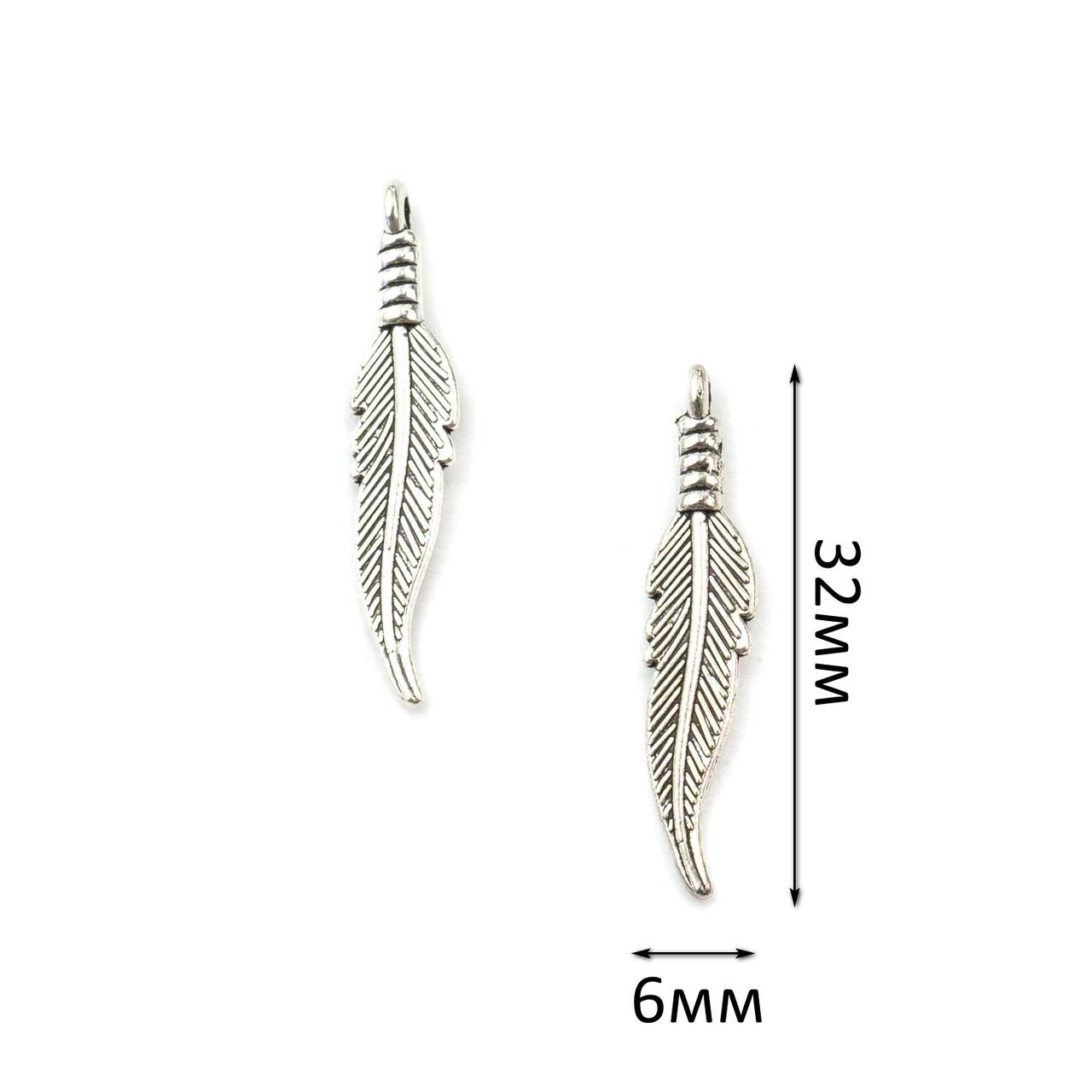 Підвіска "Пір'я" 6*32мм Срібло PDS029, фото 1