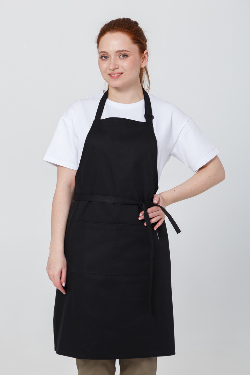 Фартух кухаря зі щільної тканини з регульованою бретеллю Універсальний фартух унісекс "Прага" 2 для кухарів, офіціантів, барменів