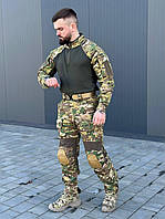 Чоловіча тактична форма мультикам поліестер, Військові штани з наколінниками та убакс вологонепроникні int