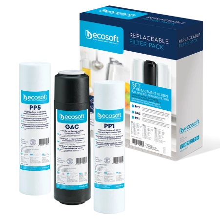 Комплект картриджів Ecosoft 1-2-3 для фільтра зворотного осмосу CPV3ECOSTD